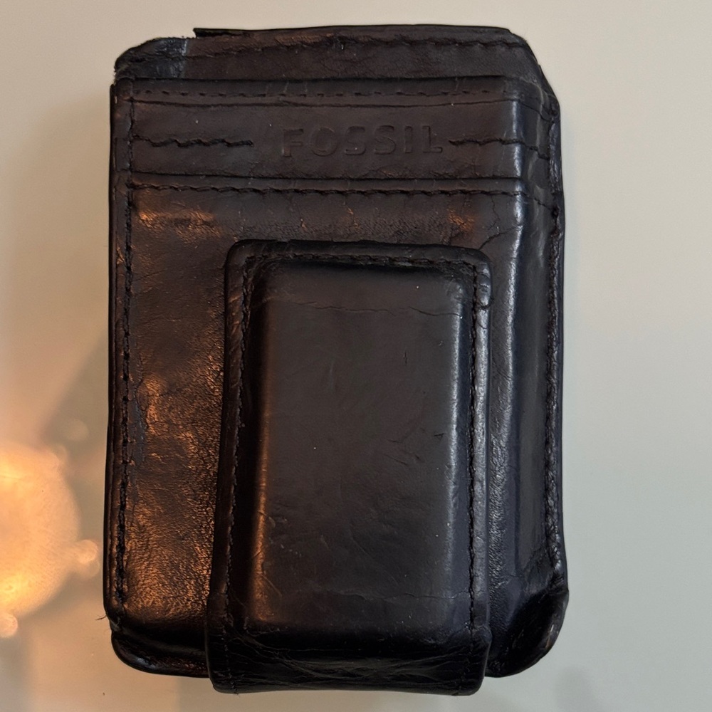 Fossil Black Leather Money Clip